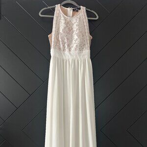Lulu's White and Lace Maxi Dress